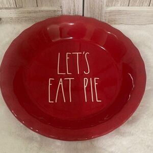 Rae Dunn Red Pie Dish with 'Let's Eat Pie' Text
